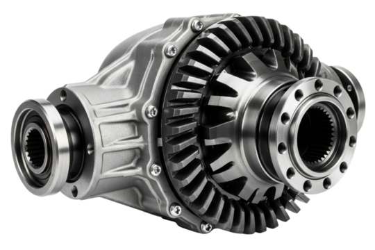 Automotive differential gear assembly for a car or truck isolated on a transparent background