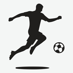 Football Soccer player silhouette with ball. High quality isolated Logo. Sport player shooting on white background. vector silhouette
