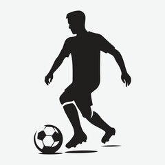 Football Soccer player silhouette with ball. High quality isolated Logo. Sport player shooting on white background. vector silhouette
