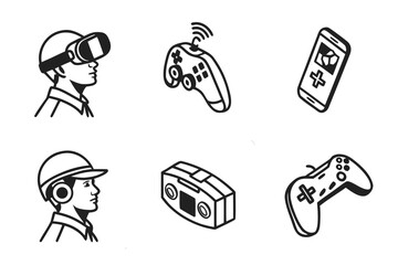 Gaming and vr technology icons