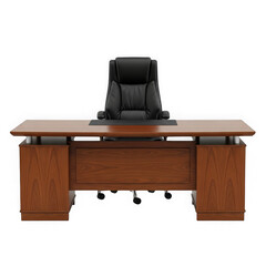 Executive office desk and chair isolated on transparent background