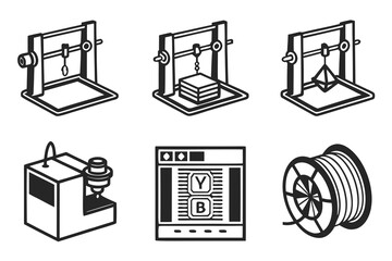 3d printer and filament icons