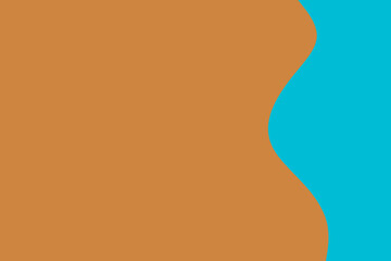 Abstract flowing curved shapes in contrasting earthy brown and vibrant turquoise blue colors create a modern design.