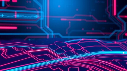 Futuristic technology abstract background, with blue and pink neon lines 2
