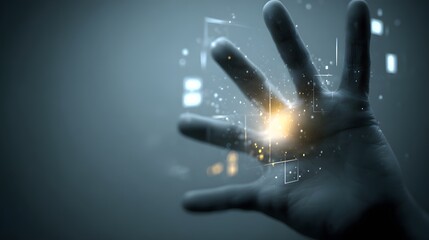 Hand interacting with digital interface.