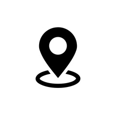 Vector art of black location pin icon isolated on white background