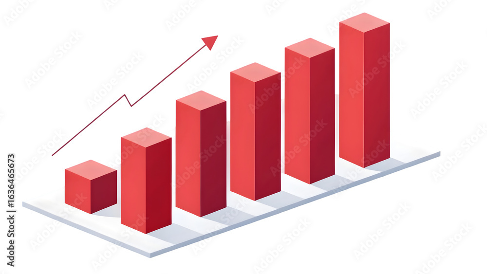 Aufkleber 3d bar chart with upward trend arrow isolated on a transparent background graph business png file