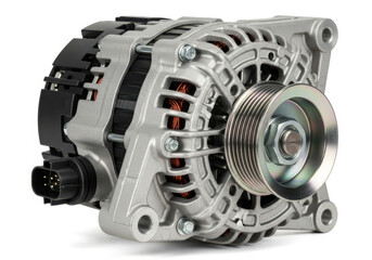 Automotive alternator generator part isolated on white background