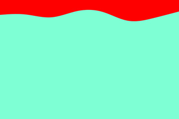 A vibrant abstract background features a wavy red line across the top against a bright aqua blue expanse.