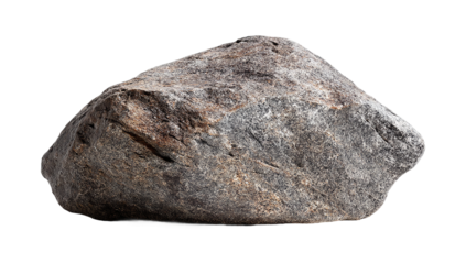 Isolated gray rock on transparent background, revealing a rough texture and natural geological formation in a simple yet solid composition
