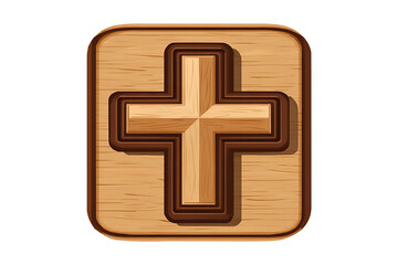 Obraz premium Wooden cross symbol isolated on transparent background, representing faith, religion, and spirituality with a classic and timeless design
