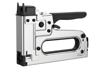 Heavy-duty metal staple gun for construction and upholstery isolated on a transparent background