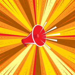 Megaphone proclaims explosive news. Template for different types of advertising.