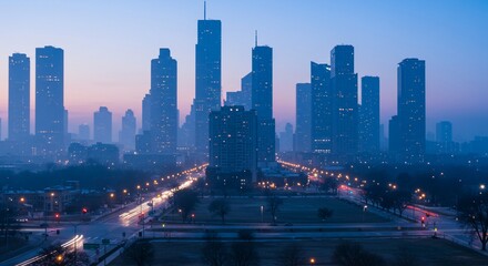 Cityscape Dawn: Chicago's Skyline Embrace