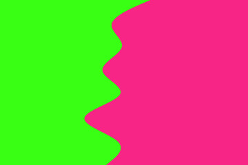Vibrant neon green and hot pink colors meet with a wavy border creating a modern abstract background.