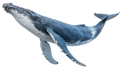 PNG Full Body Humpback Whale Isolated on White Background