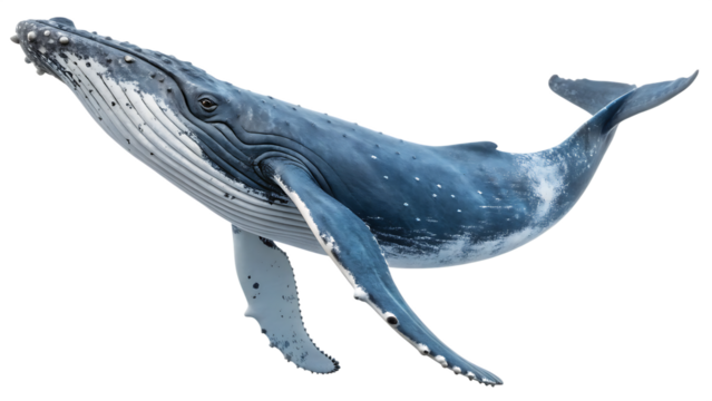 PNG Full Body Humpback Whale Isolated on White Background
