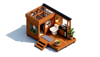 Fototapeta premium 3d Rendered Wooden Cabin Nature