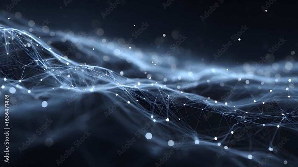 Poster abstract digital network design with points and lines.