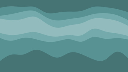An elegant digital illustration presents smooth, undulating layers in a spectrum of soothing teal and green tones, perfect for modern design aesthetics.