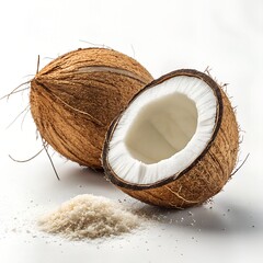 Coconut Isolated on White Background  Studio Product Photography of Fresh Tropical Fruit