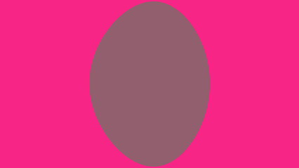 A striking abstract design showcases a tall, muted grey-brown oval shape perfectly centered on a vibrant hot pink background, creating a bold modern aesthetic.