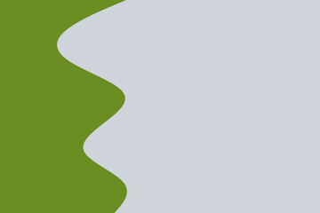 A minimalist abstract background design showcasing a flowing organic emerald wave dividing a vibrant verdant area from a spacious, clean light grey zone.