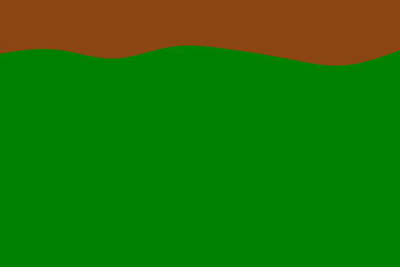 A minimalist abstract design featuring a vibrant green field beneath a wavy brown earth tone, perfect for modern digital backgrounds and conceptual nature themes.