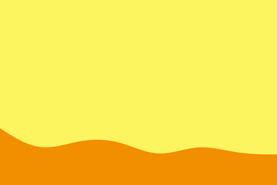 A vibrant abstract background features a bright yellow upper section complementing a dynamic wavy orange border at the bottom.