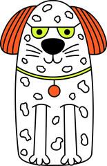 Doodle illustration of a cute dog character.