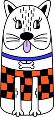 Doodle illustration of a cute dog character.