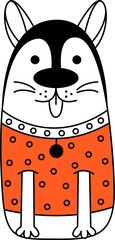 Doodle illustration of a cute dog character.