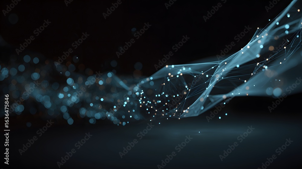 Poster Abstract digital design with interconnected particles.