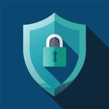 cyber Security Shield with Padlock and Binary Code &ndash; Teal and Dark Gray Vector Illustration