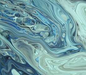 Abstract Classic Blue Marbled background, fluid paint art, wavy wallpaper, marbling texture, blue...