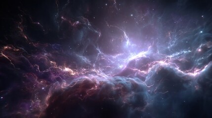 Fototapeta premium Nebula with Stars and Clouds of Cosmic Dust in Deep Space Exploration