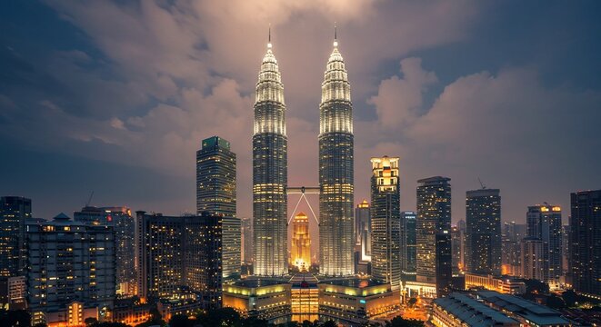 Kuala Lumpur's Twin Towers: Night's Embrace