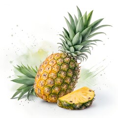 Pineapple Isolated on White Background Studio Product Photography of Fresh Tropical Fruit