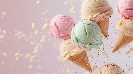 colourfull icecream, seamless bright background