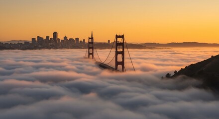 Golden Gate Bridge Sunrise: A Sea of Clouds © creativestock