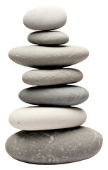 Fototapeta premium PNG A seven stacked stone pebble white background relaxation.