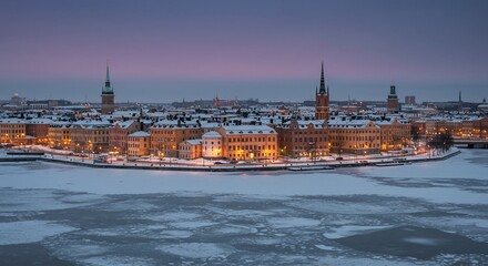 Fototapeta premium Stockholm's Winter Embrace: A Frozen Fairytale