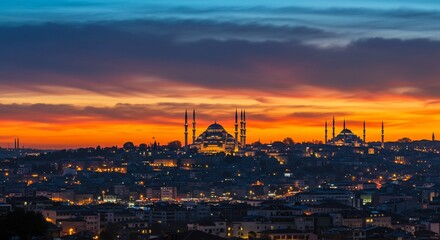 Obraz premium Istanbul Sunset: Majesty of the Süleymaniye Mosque