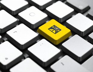 Close Up Of Yellow Computer Keyboard Key