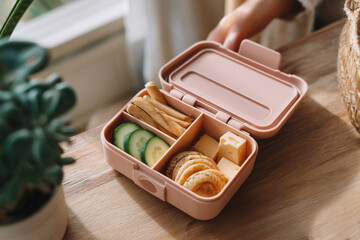 Solo Travel Snack Kit with Cucumber, Cheese & Crackers — Mild Bento Box for Sensory-Friendly Trips