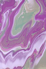 Creative marble abstract hand painted background, violet and purple texture. Royal purple marble background with rich violet and green veining, luxurious elegance. Original artwork photo of marble ink