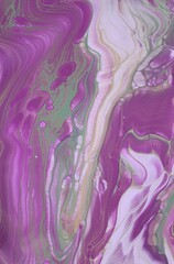Creative marble abstract hand painted background, violet and purple texture. Royal purple marble background with rich violet and green veining, luxurious elegance. Original artwork photo of marble ink