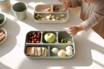 Toddler’s Balanced Snack Tray with Eggs, Crackers & Apple — Sensory-Friendly Food for Calm Travel Moments