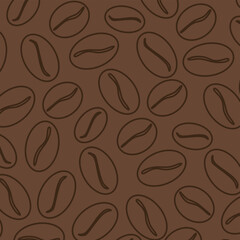 coffee beans seamless pattern. coffee beans background for cafe menu, shop wrapping paper.