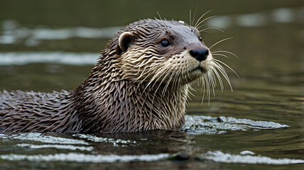 Basking on a sun-warmed rock, the Otter carefully grooms its dense fur with delicate paws.